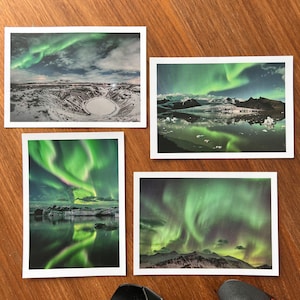 Aurora Borealis Postcards | northern lights postcard set | Icelandic postcards - Iceland Souvenir Photography postcard  set of 4