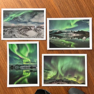 Aurora Borealis Postcards | northern lights postcard set | Icelandic postcards - Iceland Souvenir Photography postcard  set of 4