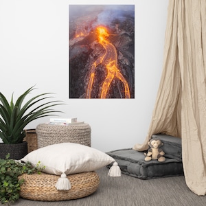 Geldingadalur volcano eruption | aerial volcano print | fagradalsfjall iceland | nordic wall art