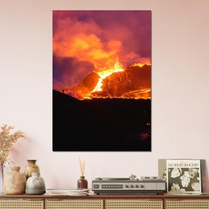 Night shot of Geldingadalur Volcano Eruption | Iceland photography print