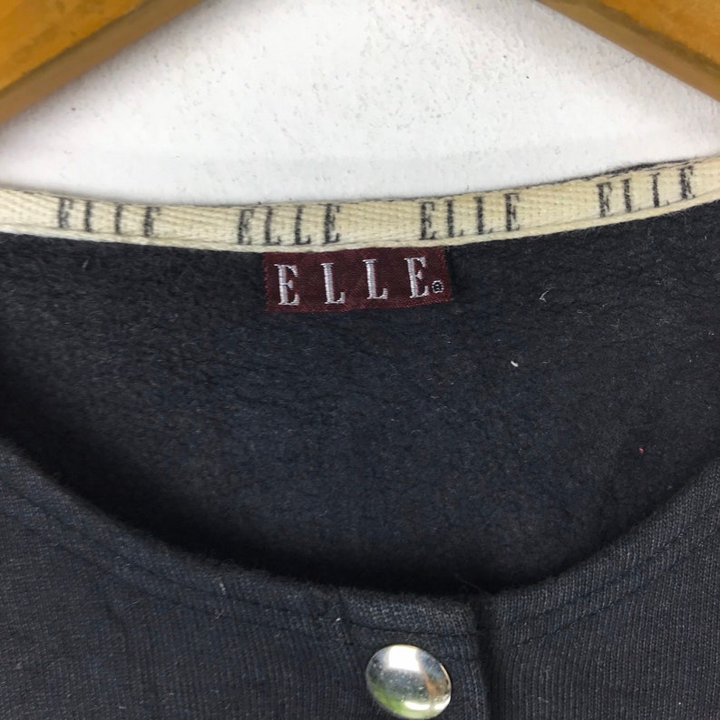 Rare !! Vintage ELLE Button Up Jacket vtg Designer Sweater Black Color Sweatshirt Pullover fashion Streetwear vtg ELLE PARIS Shirt 90s Dope