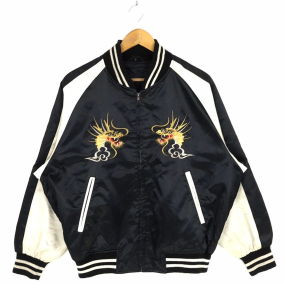 Rare !!! Vintage Sukajan Jacket Embroidery Dragon Logo