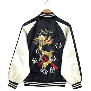 Rare !!! Vintage Sukajan Jacket Embroidery Dragon Logo Japanese Brand Japan Designer Japan Traditional Sukajan Souvenir Bomber Jacket