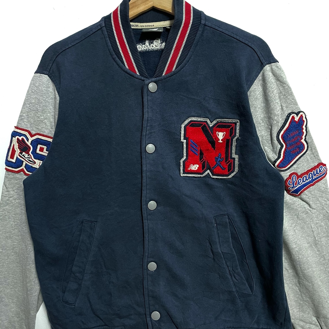 Rare Vintage New Balance X Boston Varsity Jacket Spellout Embroidery ...