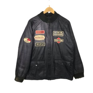Rare !!! Vintage Motor Oil Racing Fuel Custom Patches Design Jacket Power And Speed Riversible Jacket Motorsports Racing Team Sweater