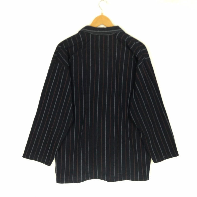 Rare !! Vintage Marie Claire Homme Button Up Polos Shirt Spellout Big Logo Stripe Design Jumper Pullover Sweater Fashion Streetwear Hip Hop