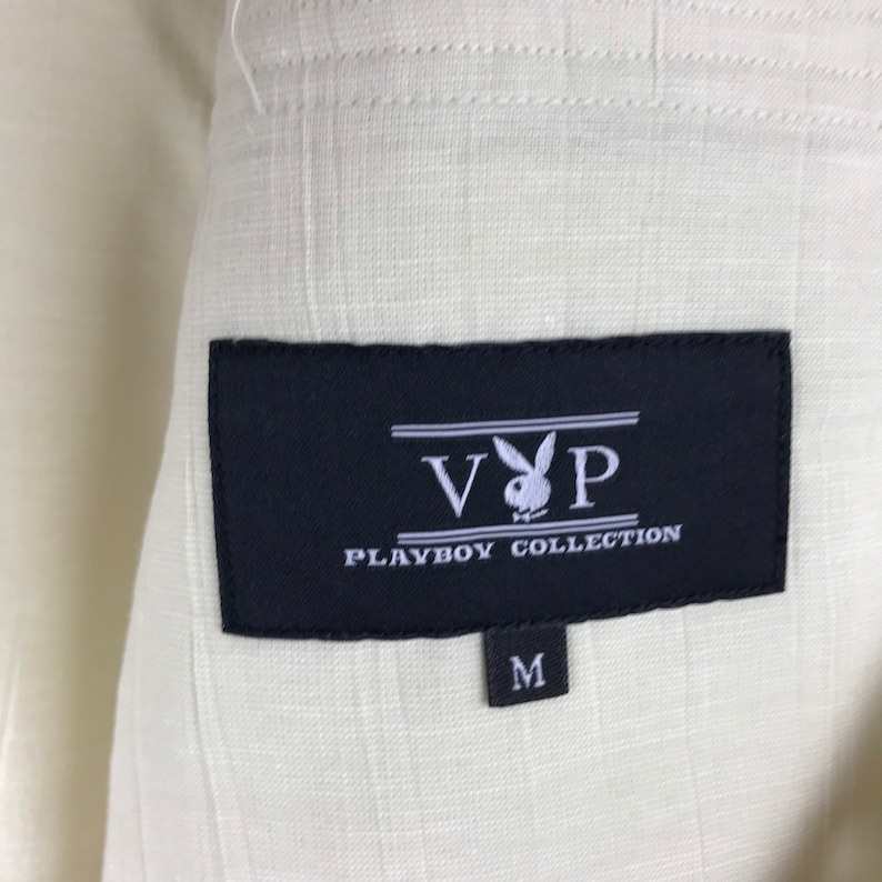 Vintage Playboy Polos Shirt Button Up Design Pullover Sweater vtg 90s VIP Playboy Cream Colour Shirt Medium Size Streetwear Rare !!