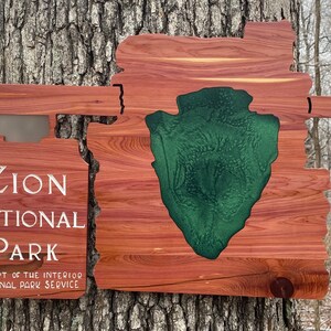 Zion National Park Wall Decor Utah UT Kenab Hanging Entrance Sign Miniature Replica