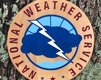 National Weather Service Seal 17” Hard Maple Epoxy Sign Wall Decor
