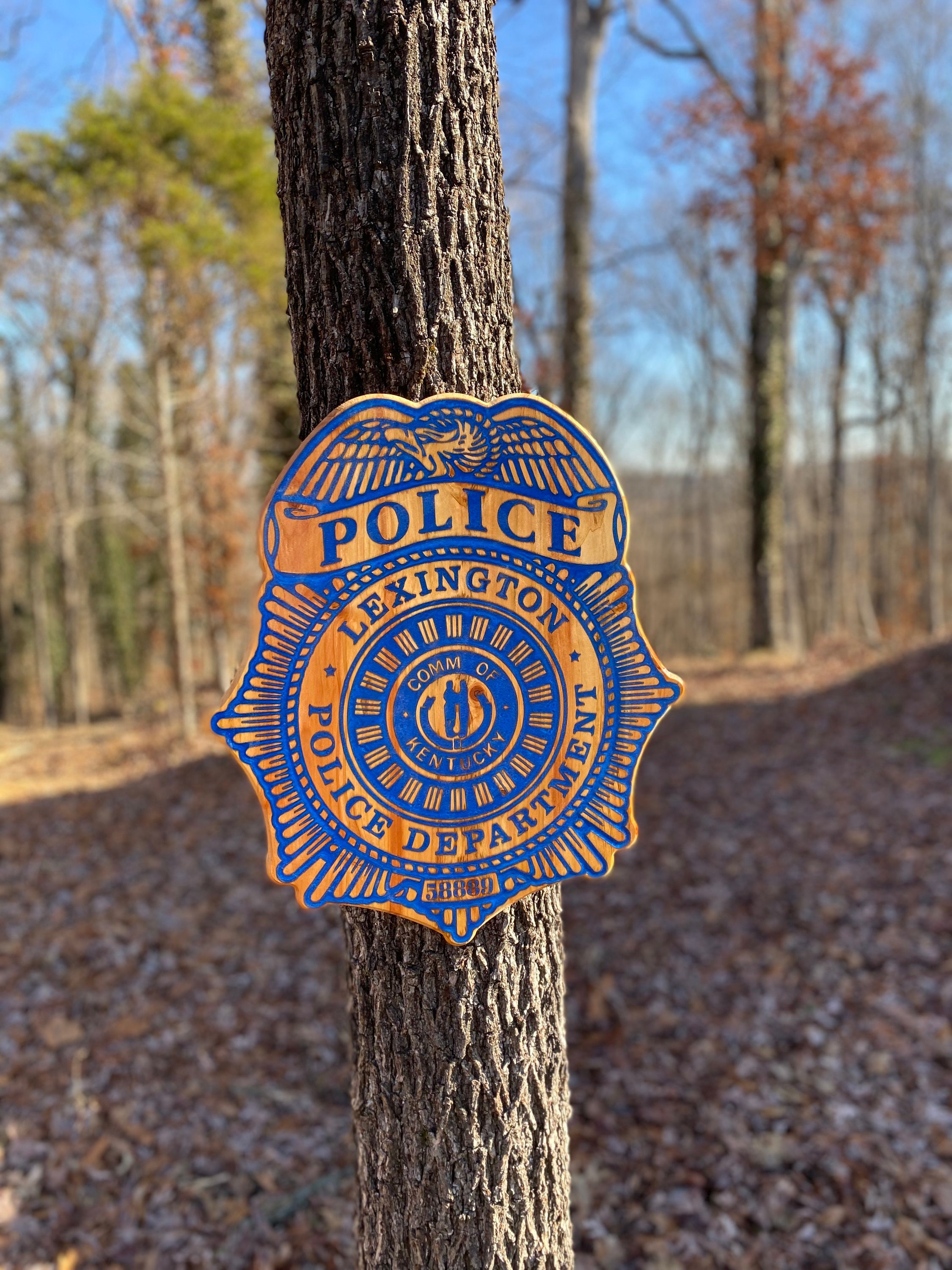 Custom Wooden Police Badge Handmade Engraved Wood Badge for Law