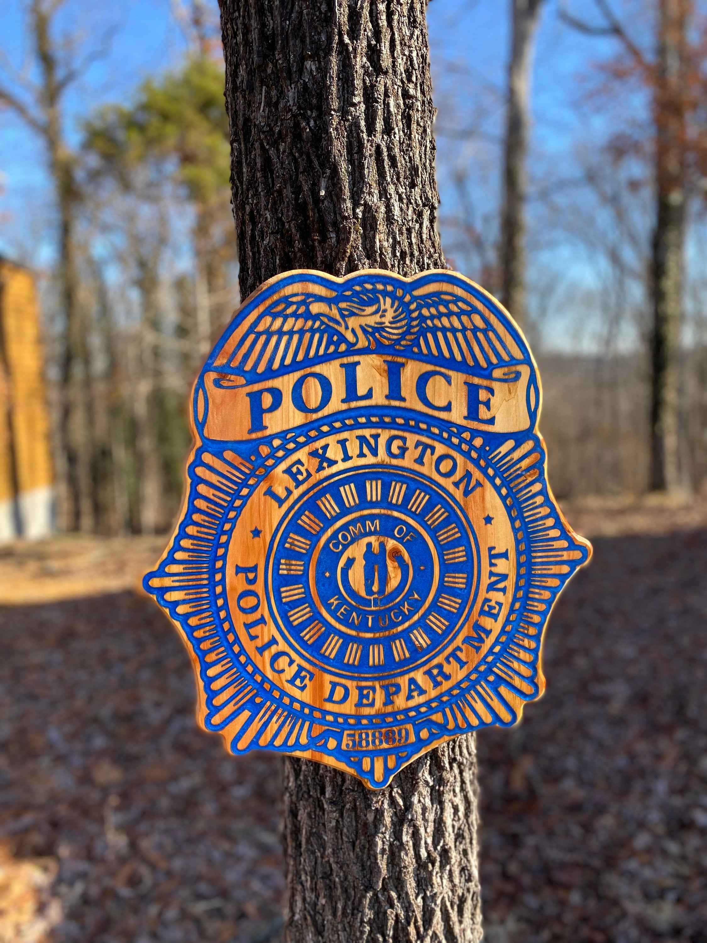 Custom Wooden Police Badge Handmade Engraved Wood Badge for Law