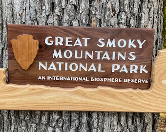 Great Smoky Mountains National Park Wall Decor Tennessee TN North Carolina NC Entrance Sign Replica 28 "Wide Gatlinburg