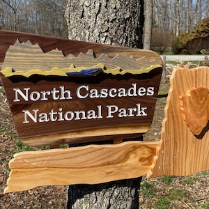 North Cascades National Park Wall Art Decor Entrance Sign 28&quot; Wide Washington WA