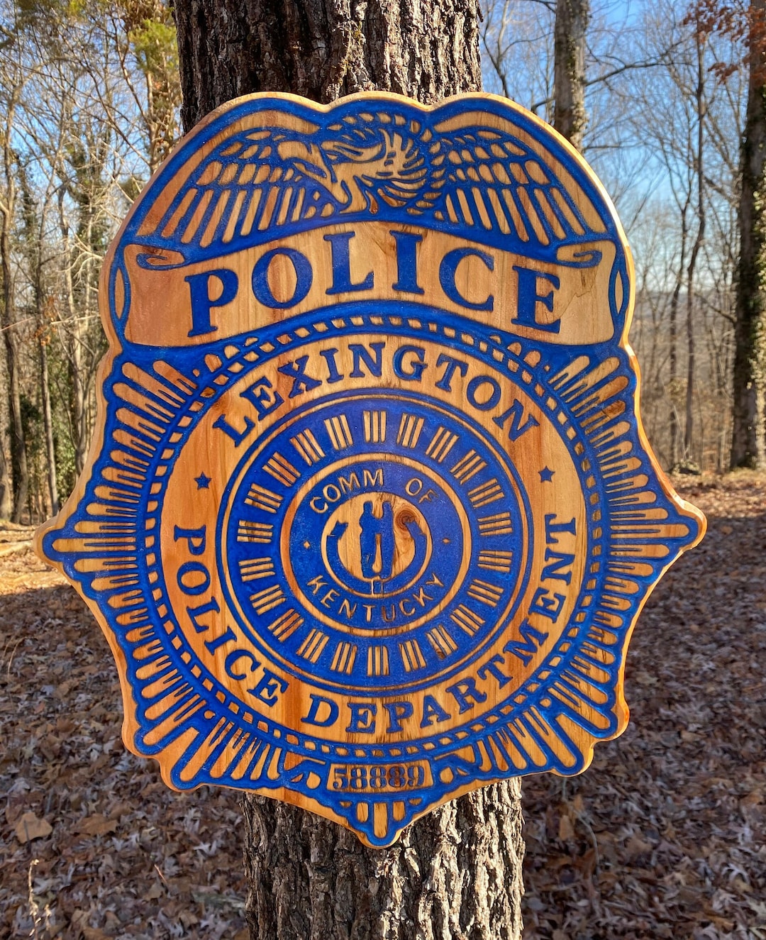 Custom Wooden Police Badge Handmade Engraved Wood Badge for Law