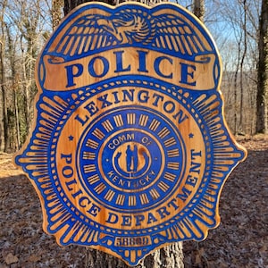 Custom Wooden Police Badge - Handmade Engraved Wood Badge for Law Enforcement Officers