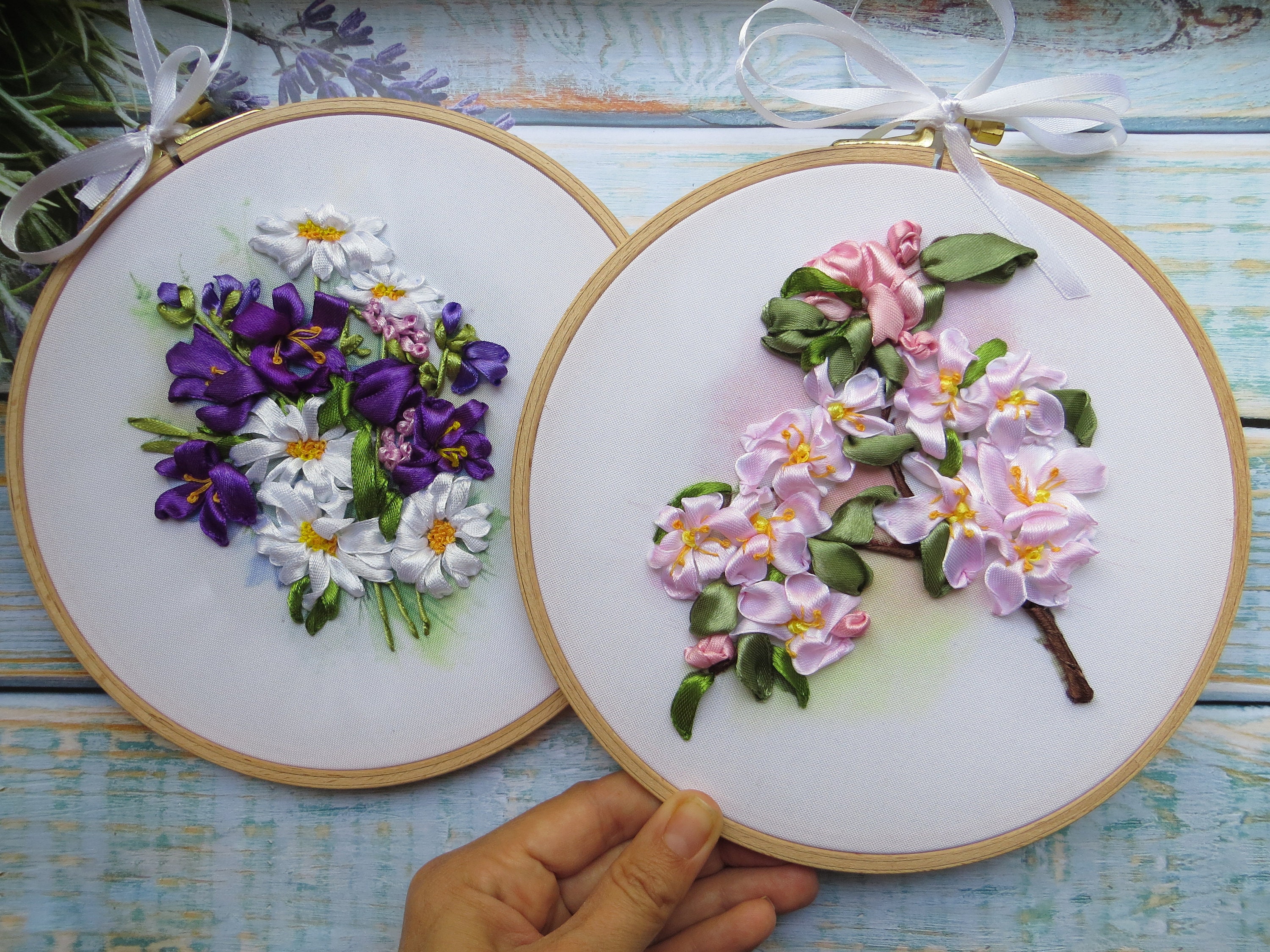 Silk ribbon embroidery KIT beginner DIY hand embroidery wall Etsy