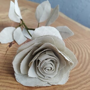 Linen Rose With Long Stem, 4th Anniversary Gift - Etsy