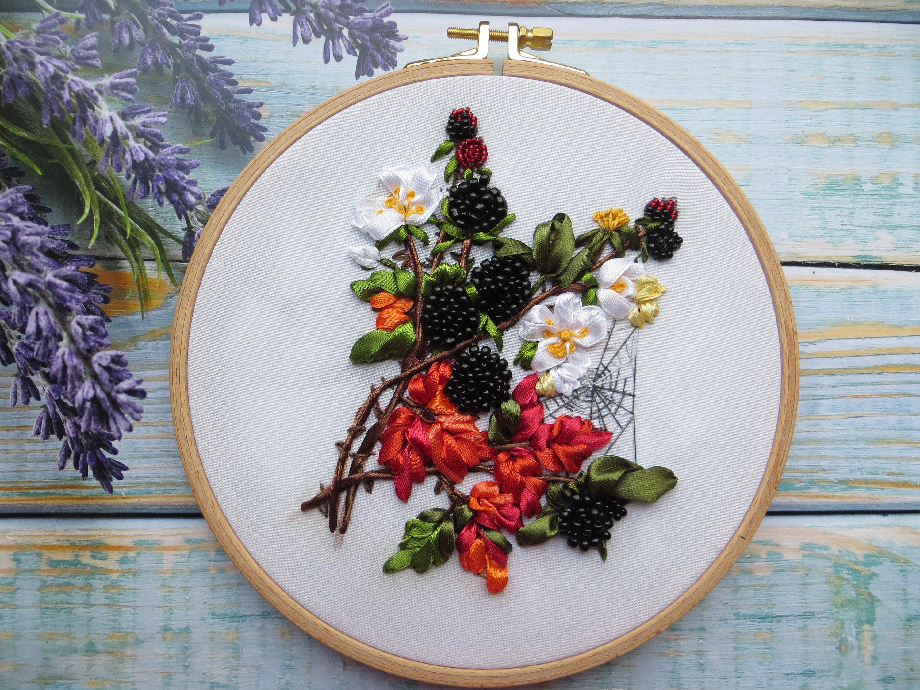 Silk Ribbon Embroidery KIT Beginner DIY Beaded Wall Art Flower Etsy