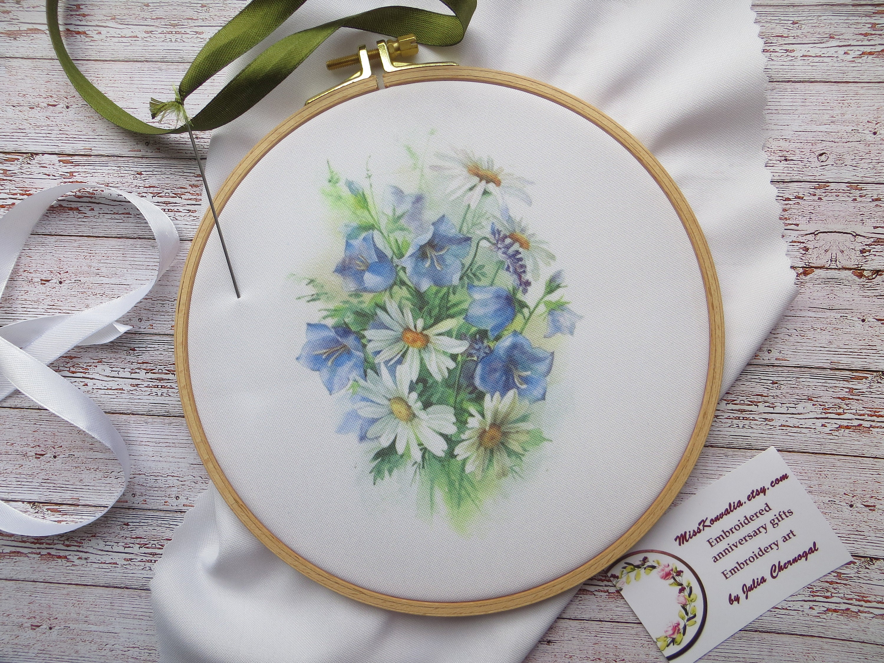 Silk Ribbon Embroidery Kit Diy Embroidery Hoop Embroidered Etsy