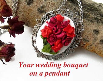 Second anniversary gift for wife 2nd anniversary gift for women 2 year Cotton anniversary gift for her Embroidery bridal Bouquet portrait
