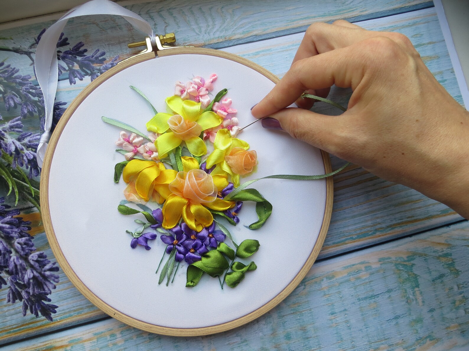 Silk Ribbon Embroidery Kit Full for Beginner Daffodil Spring Etsy UK