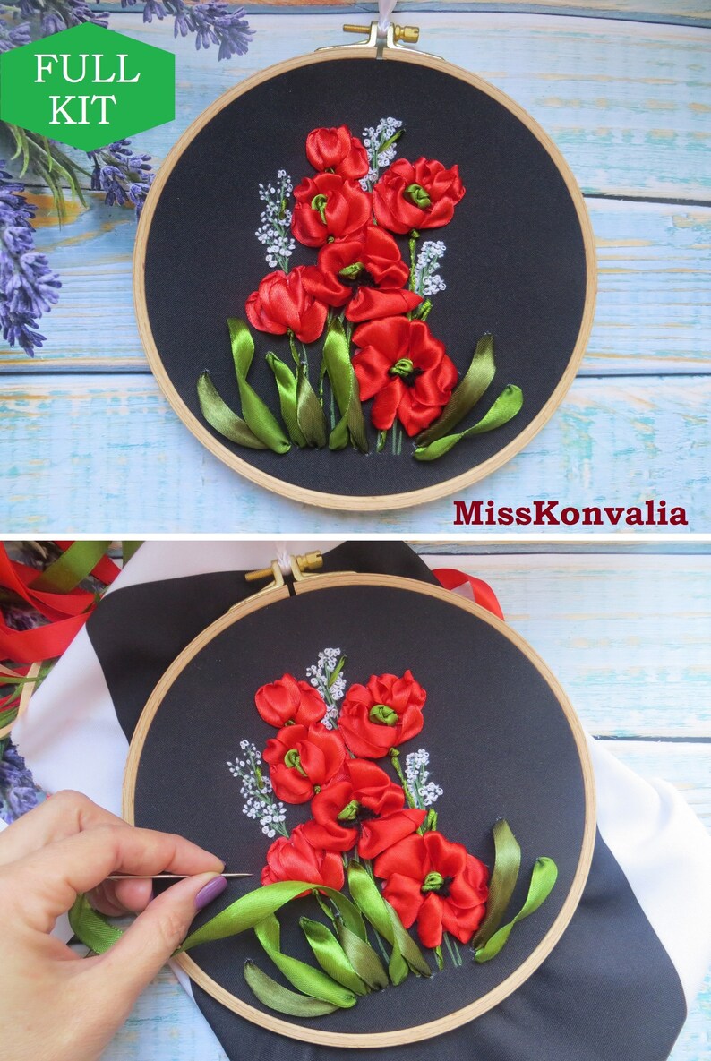 Silk ribbon embroidery KIT beginner Craft KIT for adult diy Etsy