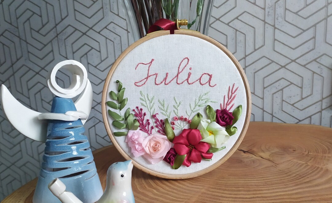 Embroidery Baby Girl Name Sign Birth Announcement Sign for - Etsy