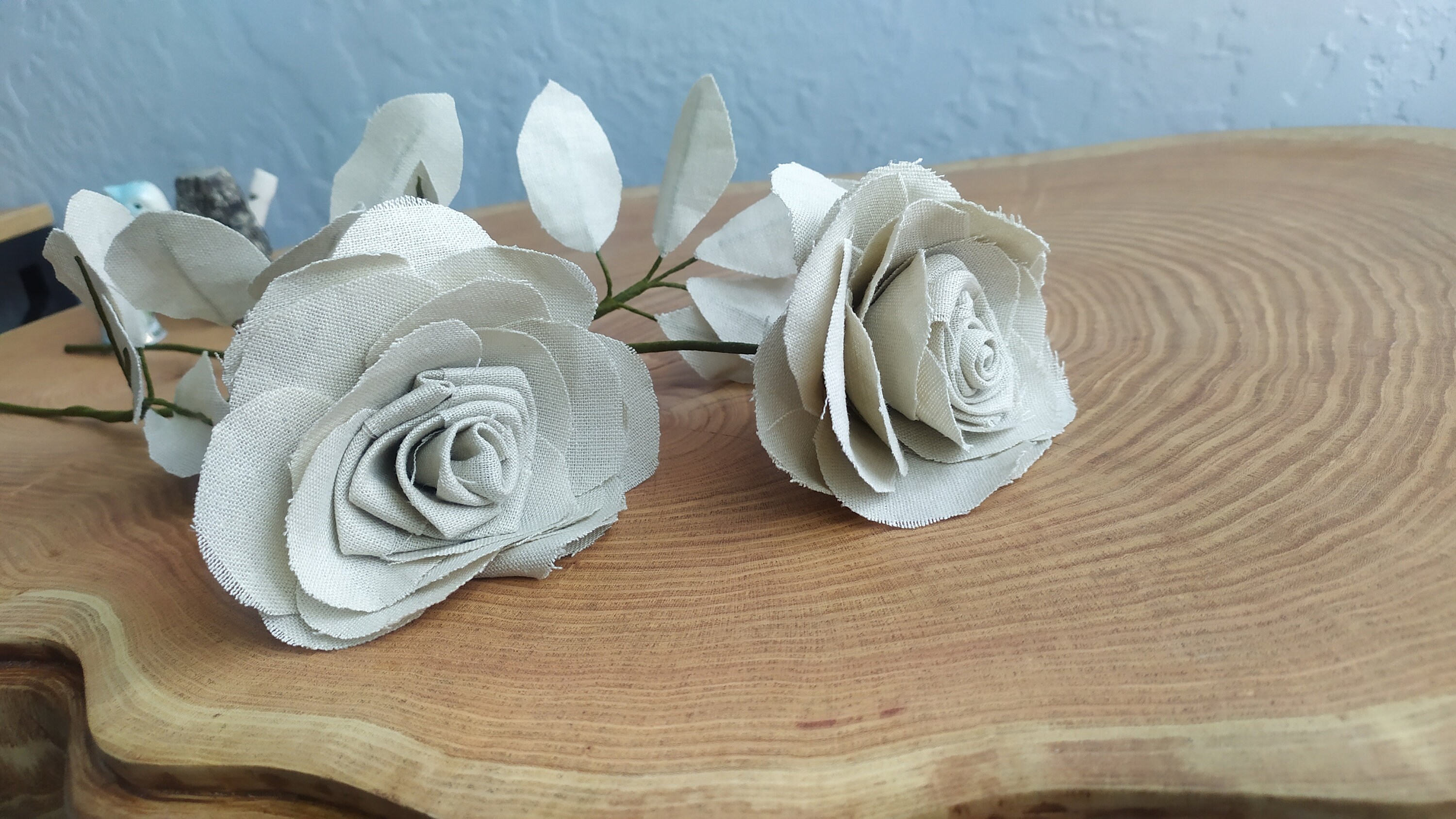 Linen Rose With Long Stem, 4th Anniversary Gift - Etsy
