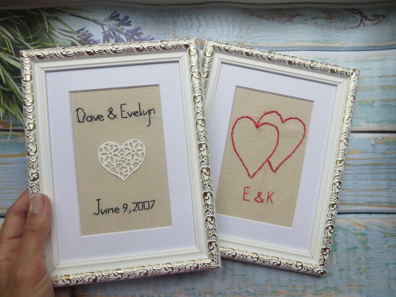 Embroidered 4th 12th 13th wedding anniversary gift for