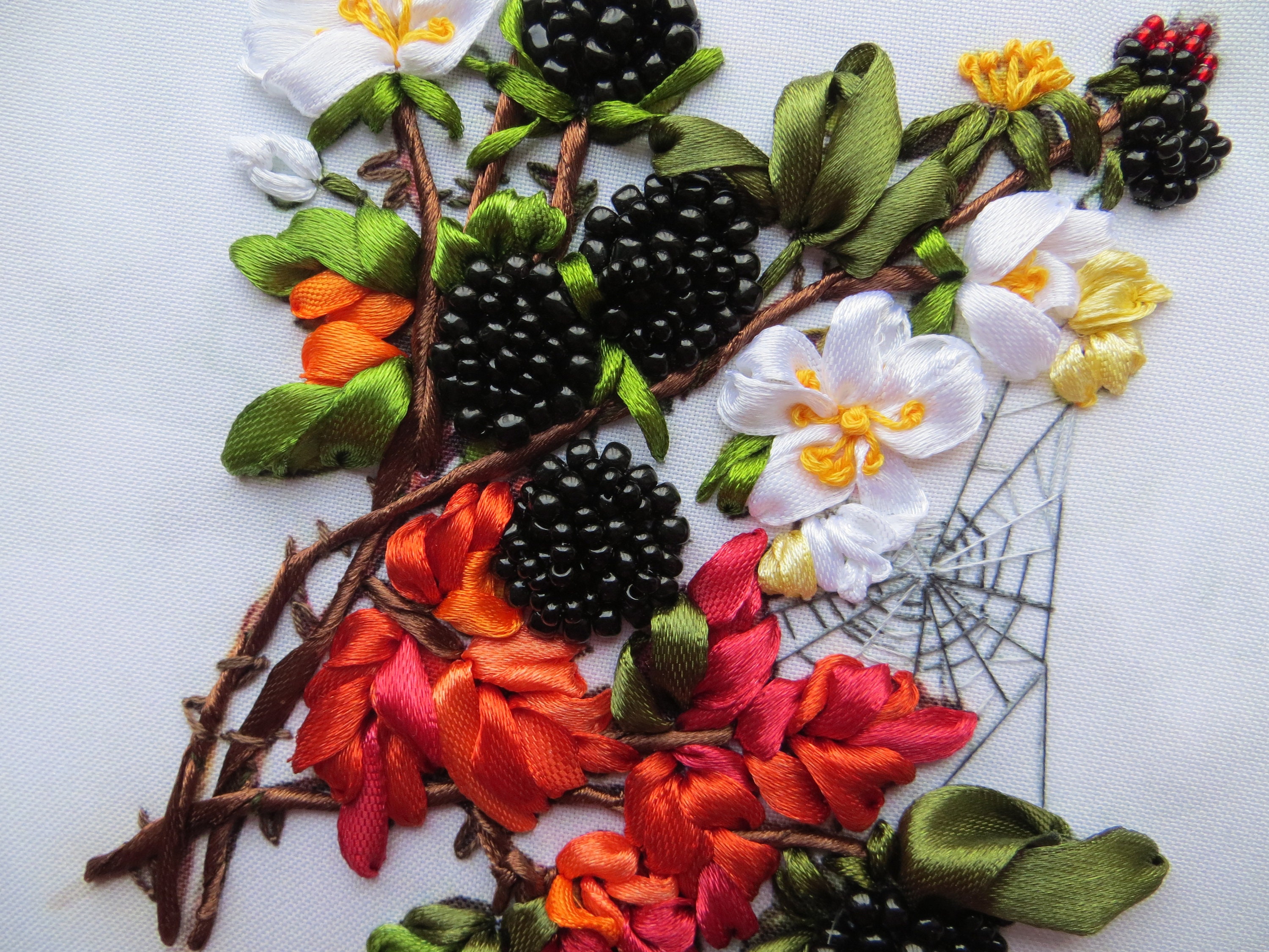 Silk Ribbon Embroidery KIT Beginner DIY Beaded Wall Art Flower Etsy