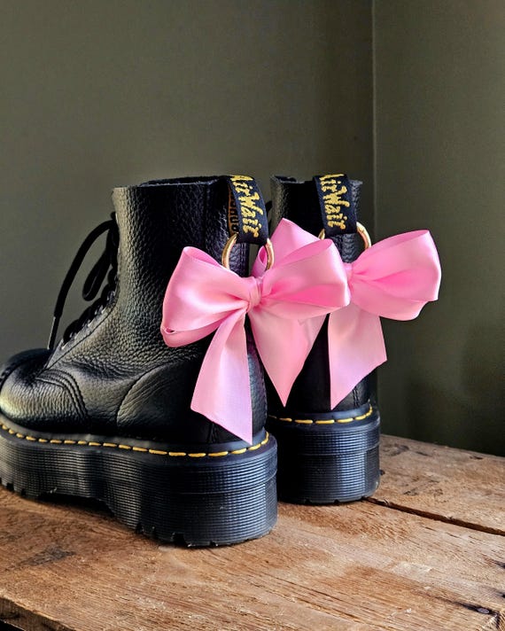 Pink Satin Boot Bow Charms