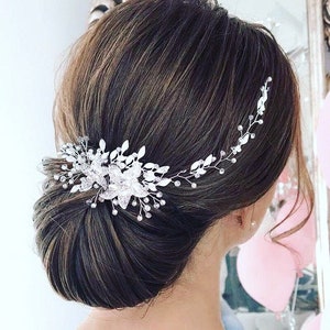 Floral Bridal hair piece Wedding hair vine Floral hair piece Wedding hair accessories Bridal Hair accessories Wedding Silver hair piece