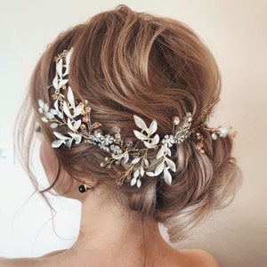 Braut Stirnband Floral Hochzeit Haarteil Braut Haarteil Floral Braut Haar Vine Floral Haarteil Hochzeit Haarschmuck Bild 3