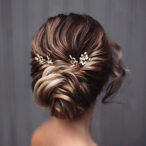Bridesmaid Hair Pins Rose Gold Bridal Hairpiece Wedding Hair