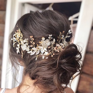 Braut Stirnband Floral Hochzeit Haarteil Braut Haarteil Floral Braut Haar Vine Floral Haarteil Hochzeit Haarschmuck Bild 5