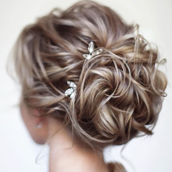 Crystal Hair pins Bridal hair pins Crystal Wedding hair pins Gold Bridal hair pins Silver Wedding hair pins Bridesmaids hair pins Crystal