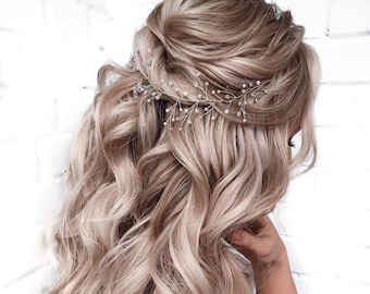 Enredadera de pelo nupcial, enredadera de pelo de boda, accesorios para el cabello de novia, accesorios para el cabello de boda, enredadera de pelo nupcial de oro rosa, pieza de pelo nupcial de plata