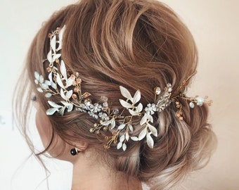 Pièce de cheveux de mariée Pièce de cheveux de mariage florale Bandeau de mariée floral Cheveux de mariée vigne Pièce de cheveux de mariage floral Accessoires de cheveux de mariage