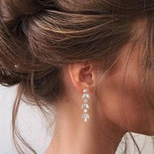 Crystal Bridal Earrings Drop Wedding Earrings Drop Bridal Earrings Silver Bridal Earrings Rose gold bridal earrings Bridesmaids earrings