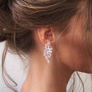 Kristall Braut Ohrringe Blatt Kristall Ohrringe Braut Ohrringe Kristall Hochzeit Ohrringe Rose gold Braut Schmuck Set Brautjungfern Ohrringe