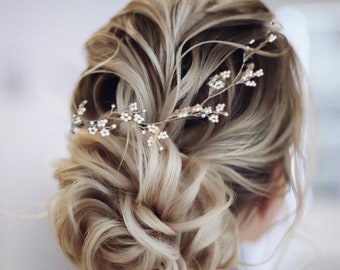 Vigne de cheveux de mariée Vigne de cheveux de souffle de bébé Accessoire de cheveux de mariée Accessoire de cheveux de mariage Pièce de cheveux de mariée Argent Pièce de cheveux de mariage