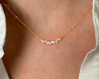 Minimalist Necklace Dainty Diamond Necklace Bridal Necklace Bridesmaid Necklace Set Minimalist Wedding Jewelry Gift for her
