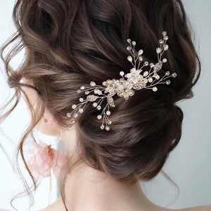 Floral Hair Comb Crystal Bridal Hair Comb Floral Bridal Hair Accessory Pearl Hair Comb Bridal Hair Piece Wedding Hair Accessory