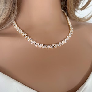 Bridal Necklace set Gold Wedding Jewelry for Bride Silver Bridal Jewelry Choker Necklace Set Bridesmaid Jewelry Set