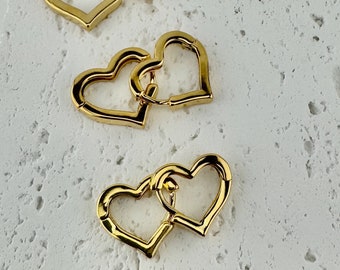 Minimalist Earrings Heart Hoops Gold Heart Hoop Earrings Dainty Earrings Minimalist Earrings Small Hoops