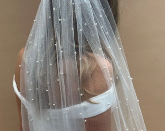 Glitter Wedding Veil with Pearls Sparkling Veil with comb Glitter Veil Cathedral Veil Elbow Veil Fingertip Pearl Veil with sparkles