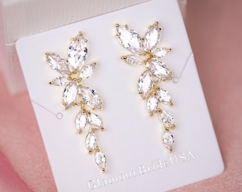 Marquise Crystal Bridal Earrings Drop Earrings Silver Wedding Jewelry Crystal Tea drop Earrings Gold Bridal Jewelry Silver bridal earrings