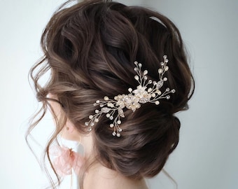 Floral Hair Comb Crystal Bridal Hair Comb Floral Bridal Hair Accessory Pearl Hair Comb Bridal Hair Piece Wedding Hair Accessory