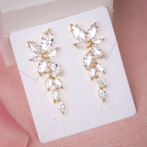 Marquise Crystal Bridal Earrings Drop Earrings Silver Wedding Jewelry Crystal Tea drop Earrings Gold Bridal Jewelry Silver bridal earrings