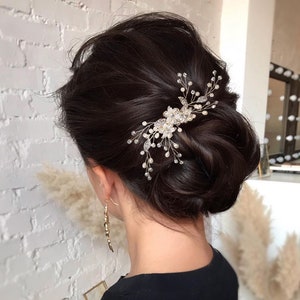 Crystal Bridal Hair Comb Floral Hair Piece Bridal Hair Accessory Pearl Hair Comb Bridal Hair Piece Wedding Hair Accessories